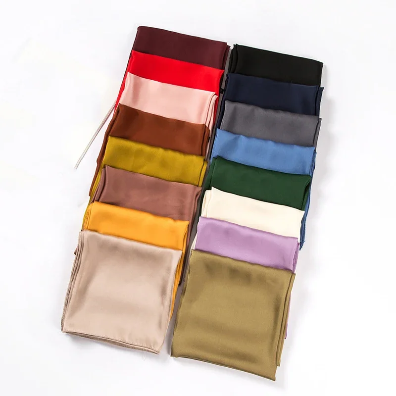 Scarf Silk Square - 새틴 스카프 여성용 70cm 단색 부드러운
