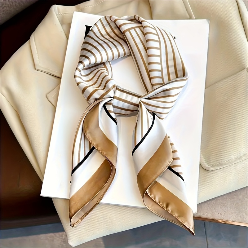 Scarf Silk Square - 럭셔리 브랜드 실크 스트라이프 디자이너 심플