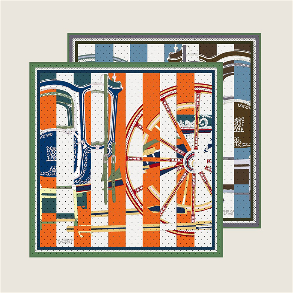 Scarf Silk Square - 포빙 핸드 롤 능직 실크 스카프,