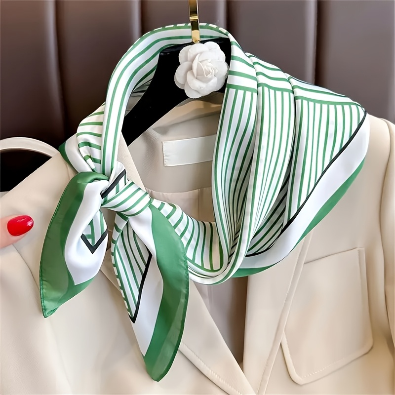럭셔리 브랜드 실크 스트라이프 디자이너 심플 스카프 반 - Scarf Silk Square 리뷰 및 가격