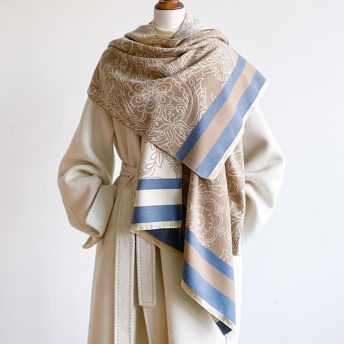따뜻한 인조 캐시미어 스카프 여성용 프린지 두꺼운 숄  - Pashmina Wrap Large 리뷰 및 가격