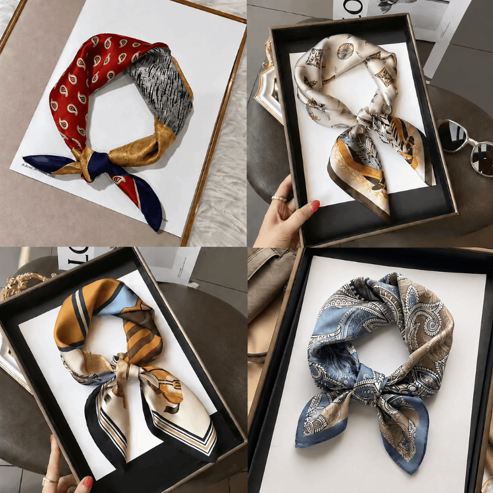 실크 소재 실크 스퀘어 스카프 플로럴 프린트 부드러운  - Scarf Silk Square 리뷰 및 가격
