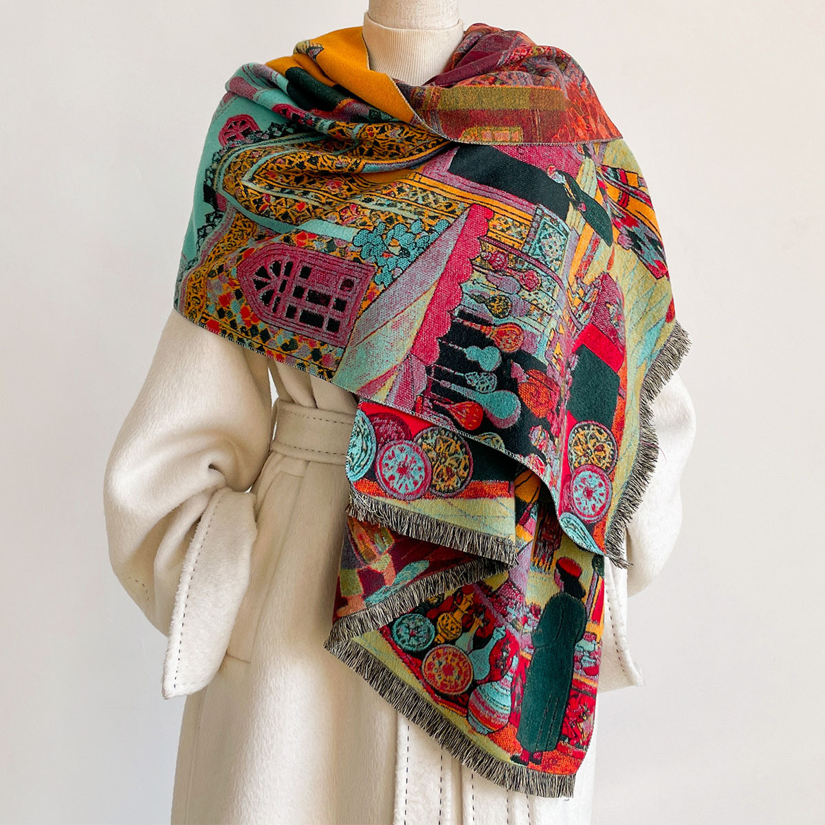 여성용 인조 캐시미어 스카프 양면 스카프 숄 겨울용 두 - Pashmina Wrap Large 리뷰 및 가격