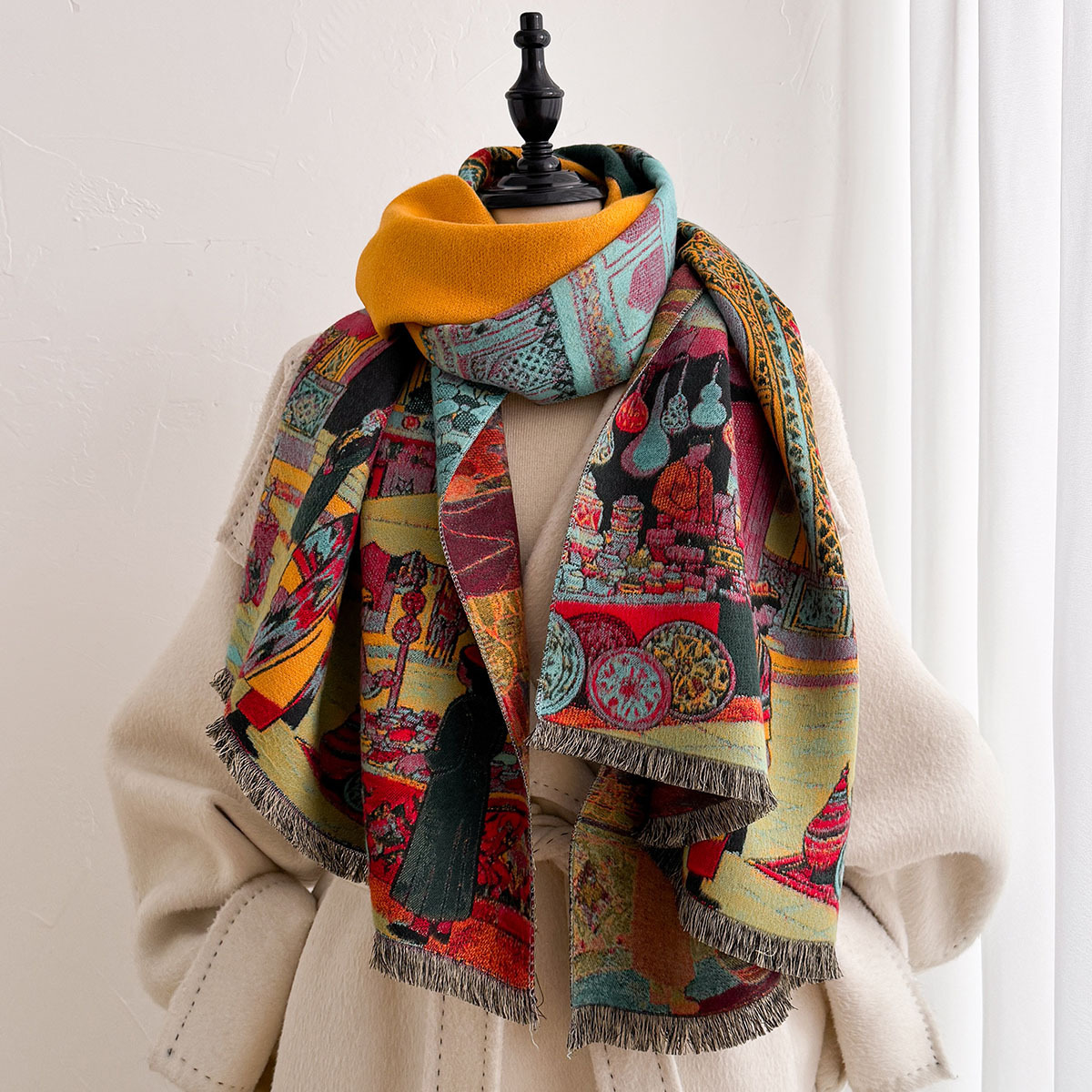 여성용 인조 캐시미어 스카프 양면 스카프 숄 겨울용 두 - Pashmina Wrap Large 리뷰 및 가격