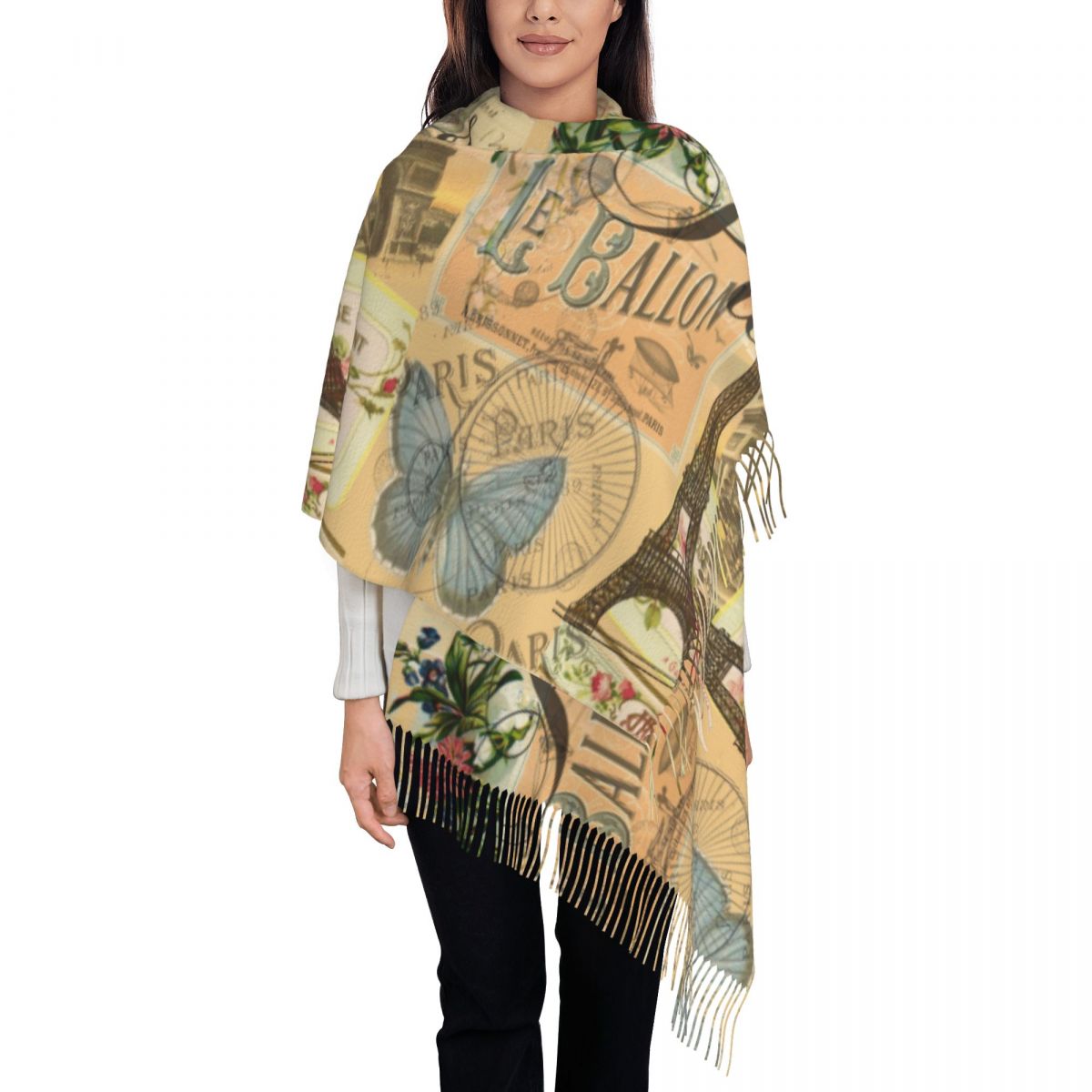 여성용 겨울용 대형 롱 스카프 빈티지 프랑스 파리 런던 - Pashmina Wrap Large 리뷰 및 가격