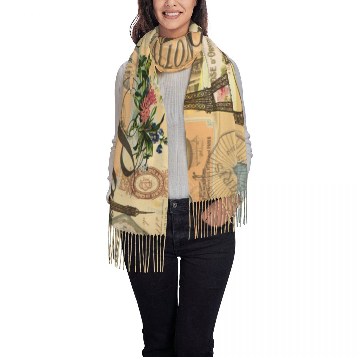 여성용 겨울용 대형 롱 스카프 빈티지 프랑스 파리 런던 - Pashmina Wrap Large 리뷰 및 가격