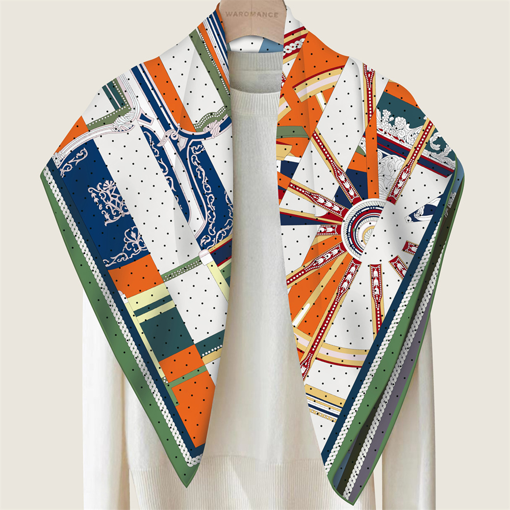 포빙 핸드 롤 능직 실크 스카프, 여성용 말 휠, 더블 - Scarf Silk Square 리뷰 및 가격